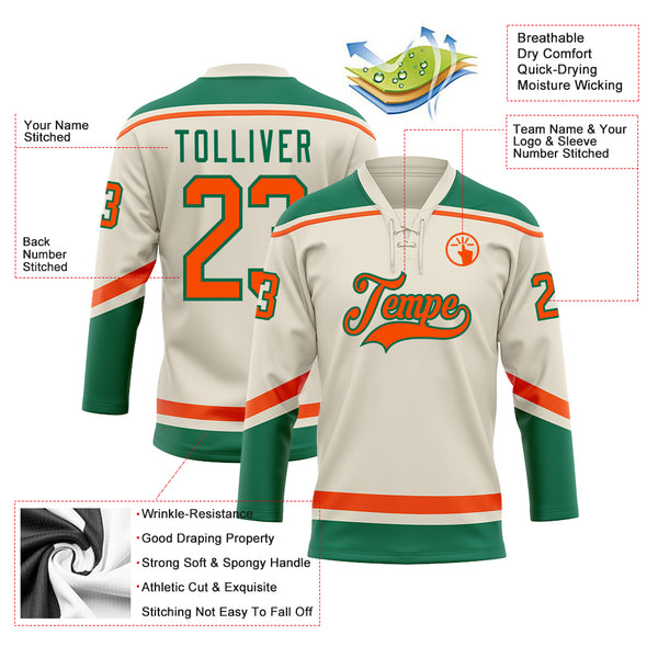 Custom Olive Orange-Black Salute To Service Hockey Lace Neck Jersey Discount