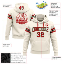 Загрузить изображение в средство просмотра галереи, Custom Stitched Cream Red-Green Football Pullover Sweatshirt Hoodie
