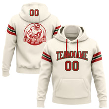 Загрузить изображение в средство просмотра галереи, Custom Stitched Cream Red-Green Football Pullover Sweatshirt Hoodie
