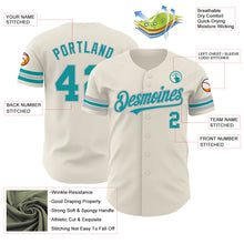 Load image into Gallery viewer, Custom Cream Teal-Gray Authentic Baseball Jersey
