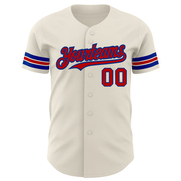 Custom Cream Red-Royal Authentic Baseball Jersey