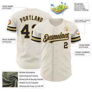 Custom Cream Black-Old Gold Authentic Baseball Jersey