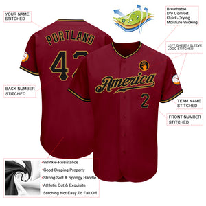 Custom Crimson Black-Old Gold Authentic Baseball Jersey