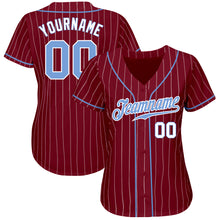 Charger l&#39;image dans la galerie, Custom Crimson White Pinstripe Light Blue-White Authentic Baseball Jersey
