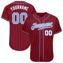 Charger l&#39;image dans la galerie, Custom Crimson White Pinstripe Light Blue-White Authentic Baseball Jersey
