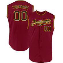 Laden Sie das Bild in den Galerie-Viewer, Custom Crimson Black-Gold Authentic Sleeveless Baseball Jersey
