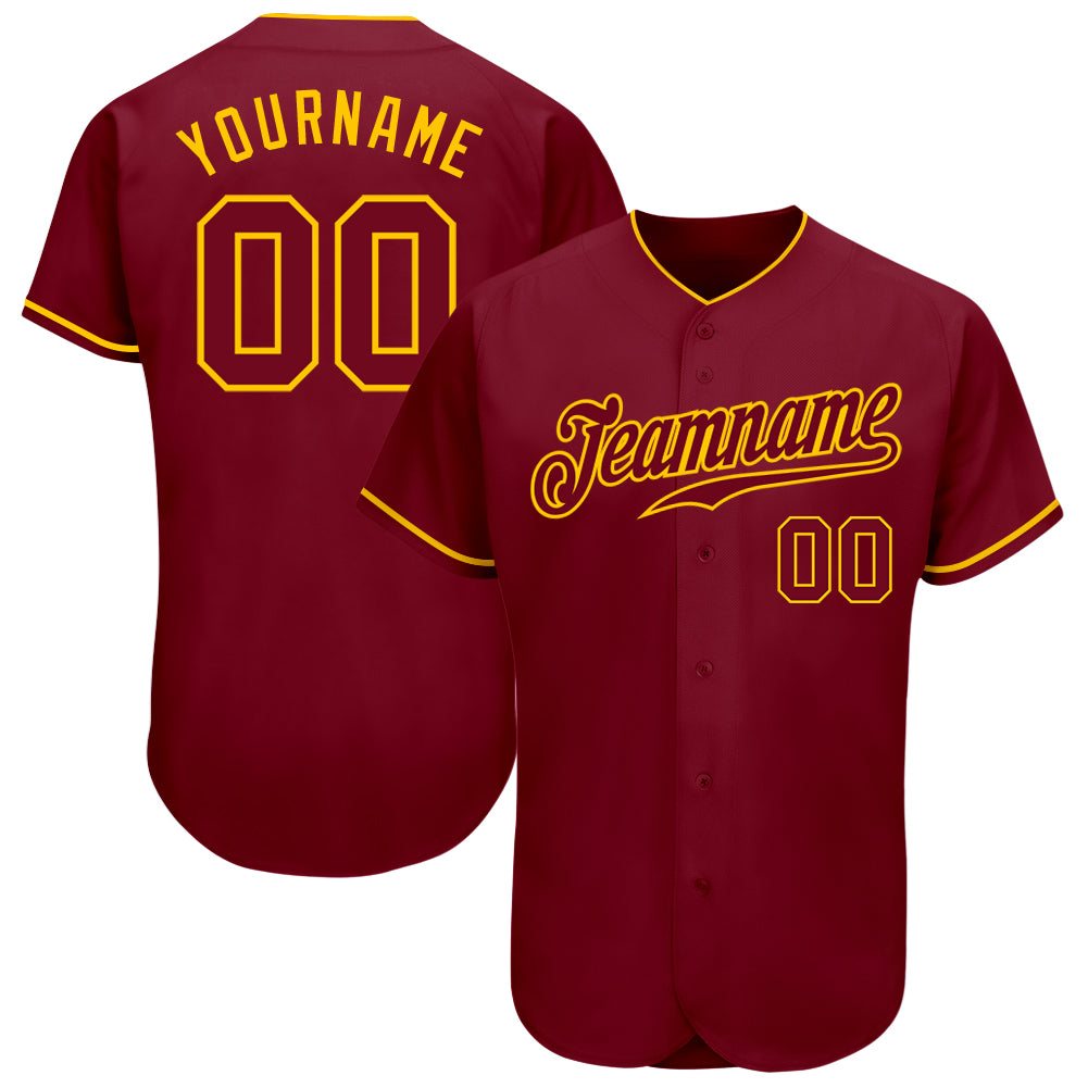 Custom Crimson Crimson-Gold Authentic Baseball Jersey