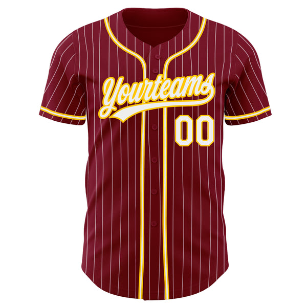 Custom Crimson White-Gold Authentic Baseball Jersey Discount