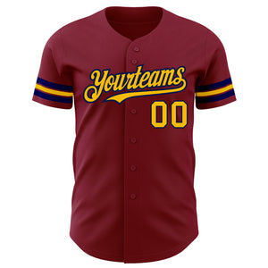 Custom Crimson Gold-Navy Authentic Baseball Jersey