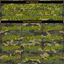 Load image into Gallery viewer, Custom Women&#39;s Camo Green-Gold Salute To Service V-Neck Cropped Baseball Jersey
