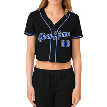 Загрузить изображение в средство просмотра галереи, Custom Women&#39;s Black Royal-White V-Neck Cropped Baseball Jersey
