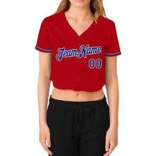 Загрузить изображение в средство просмотра галереи, Custom Women&#39;s Red Royal-White V-Neck Cropped Baseball Jersey
