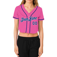 Загрузить изображение в средство просмотра галереи, Custom Women&#39;s Pink Royal-White V-Neck Cropped Baseball Jersey
