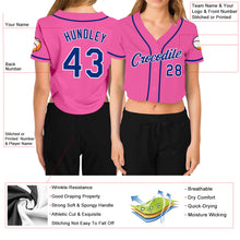 Загрузить изображение в средство просмотра галереи, Custom Women&#39;s Pink Royal-White V-Neck Cropped Baseball Jersey
