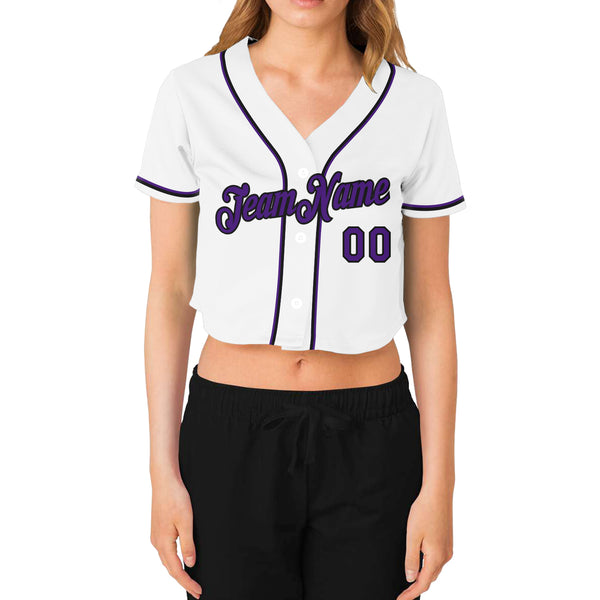 Cheap Custom Women's Purple White-Black V-Neck Cropped Baseball Jersey Free  Shipping – CustomJerseysPro