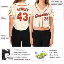 Charger l&#39;image dans la galerie, Custom Women&#39;s Cream Orange-Royal V-Neck Cropped Baseball Jersey
