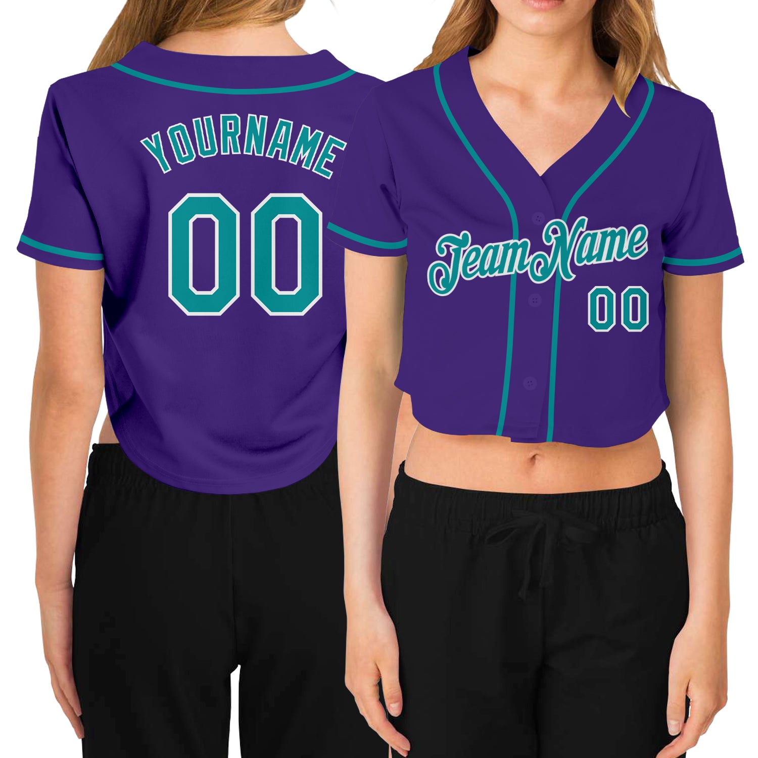 What is Women's Cropped Baseball Jersey T Shirt V Neck Button