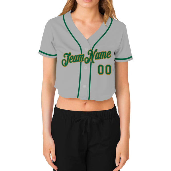 White Green Custom V-Neck Baseball Softball Jerseys | YoungSpeeds