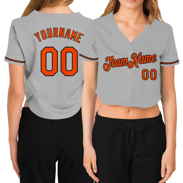 Cheap Custom Women's White Orange-Black V-Neck Cropped Baseball Jersey Free  Shipping – CustomJerseysPro