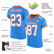 Laden Sie das Bild in den Galerie-Viewer, Custom Powder Blue White-Orange Mesh Authentic Football Jersey
