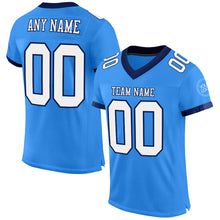 Load image into Gallery viewer, Custom Electric Blue White-Navy Mesh Authentic Football Jersey
