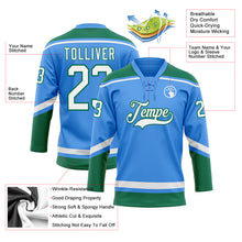 Laden Sie das Bild in den Galerie-Viewer, Custom Electric Blue White-Kelly Green Hockey Lace Neck Jersey
