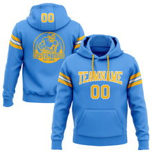 Laden Sie das Bild in den Galerie-Viewer, Custom Stitched Electric Blue Gold-White Football Pullover Sweatshirt Hoodie
