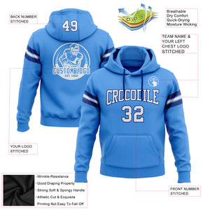 Custom Stitched Powder Blue White-Royal Football Pullover Sweatshirt Hoodie