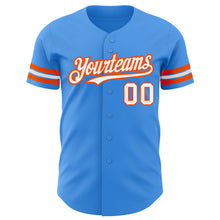 Laden Sie das Bild in den Galerie-Viewer, Custom Electric Blue White-Orange Authentic Baseball Jersey
