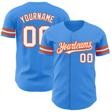 Laden Sie das Bild in den Galerie-Viewer, Custom Electric Blue White-Orange Authentic Baseball Jersey
