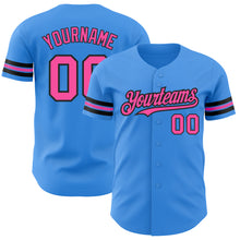 Laden Sie das Bild in den Galerie-Viewer, Custom Electric Blue Pink-Black Authentic Baseball Jersey

