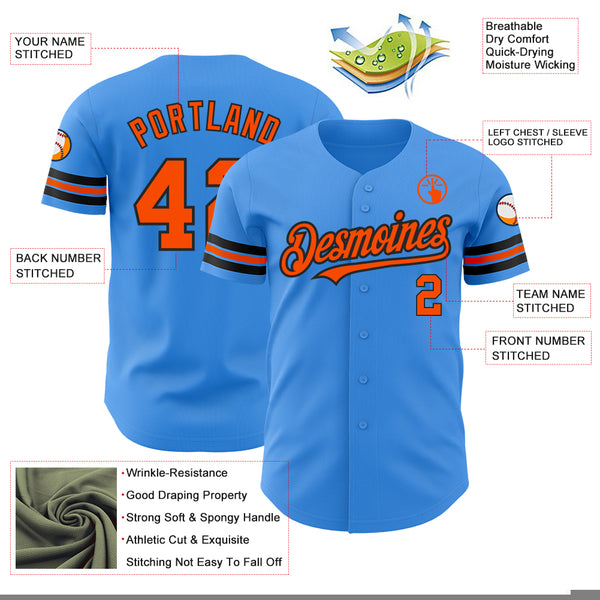 2024 Cheap Custom Electric Blue Orange Black Authentic Baseball Jersey Free Shipping CustomJerseysPro