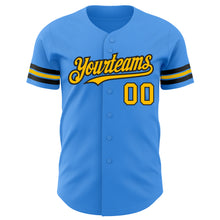 Laden Sie das Bild in den Galerie-Viewer, Custom Electric Blue Gold-Black Authentic Baseball Jersey
