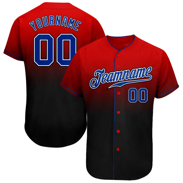 Custom Red White-Black Authentic Fade Fashion Baseball Jersey