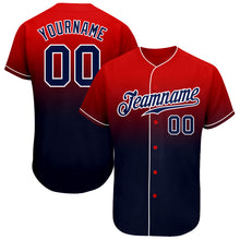 Charger l&#39;image dans la galerie, Custom Red Navy-White Authentic Fade Fashion Baseball Jersey
