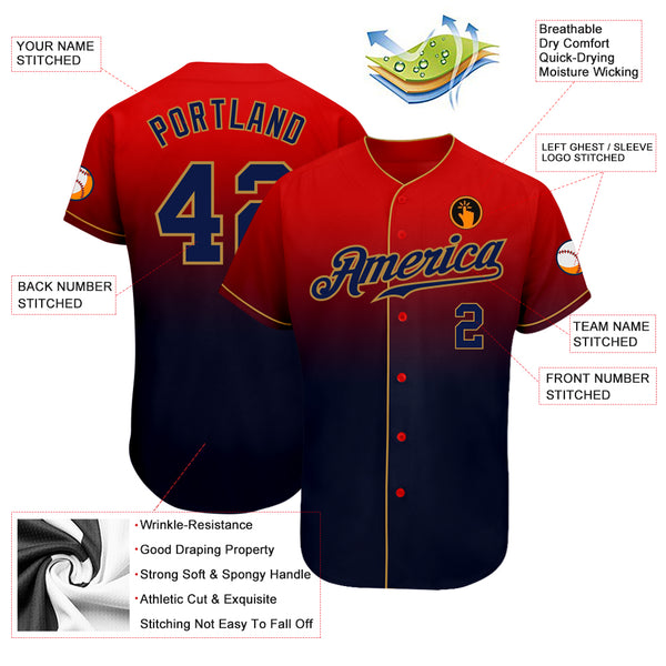 Custom Navy Red-Old Gold Baseball Jersey – CustomJerseysPro