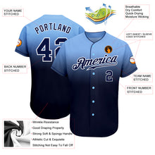 Load image into Gallery viewer, Custom Light Blue Navy-White Authentic Fade Fashion Baseball Jersey
