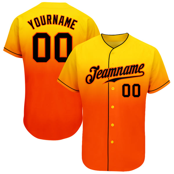 Custom Gold Black-Orange Authentic Fade Fashion Baseball Jersey Discount