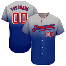 Load image into Gallery viewer, Custom Gray Red-Royal Authentic Fade Fashion Baseball Jersey
