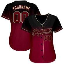 Laden Sie das Bild in den Galerie-Viewer, Custom Black Crimson-Cream Authentic Fade Fashion Baseball Jersey
