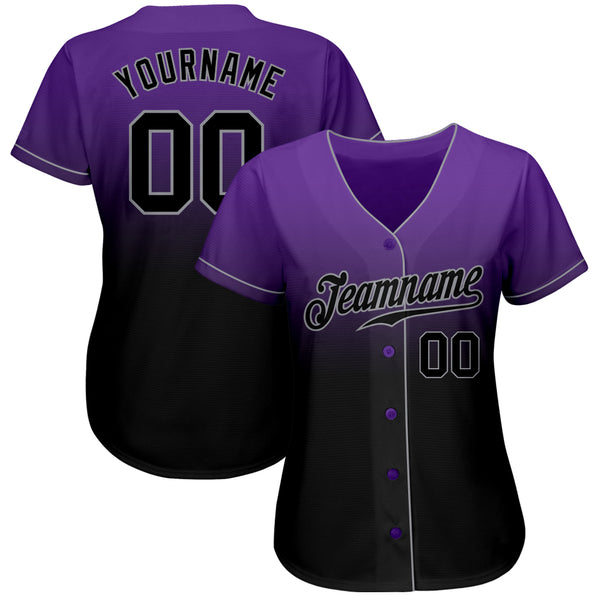 Cheap Custom Purple Gray-Black Authentic Gradient Fashion Baseball