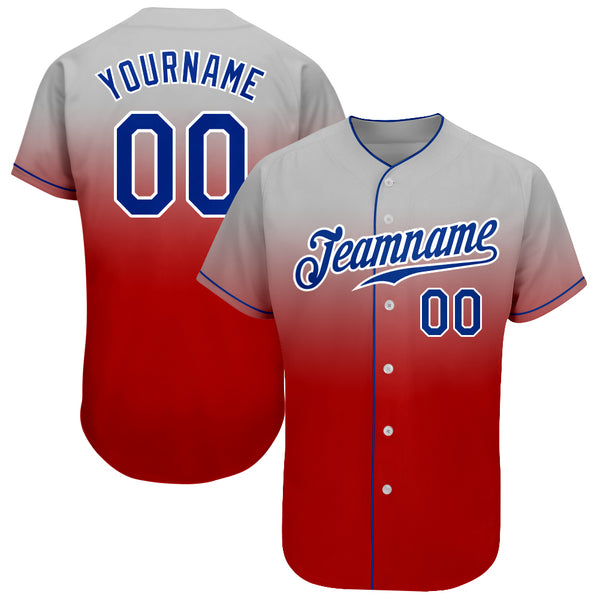 Custom Gray Royal-Red Authentic Two Tone Baseball Jersey