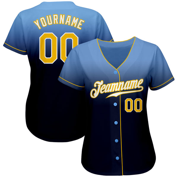 Cheap Custom Gold White-Light Blue Authentic Fade Fashion Baseball Jersey Free  Shipping – CustomJerseysPro