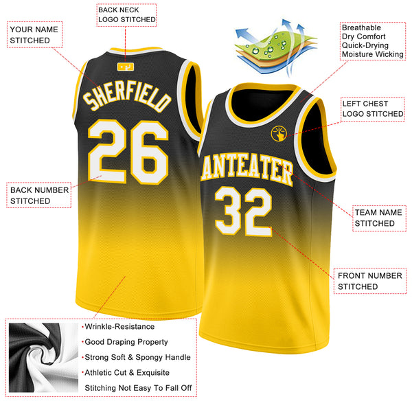 Cheap Custom White Black-Old Gold Round Neck Sublimation Basketball Suit  Jersey Free Shipping – CustomJerseysPro
