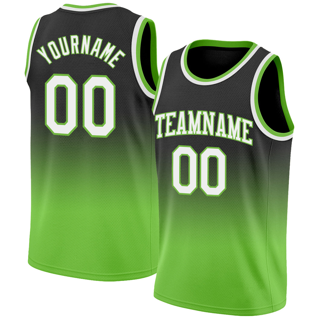 Custom Neon Green White-Black Authentic Basketball Jersey Discount