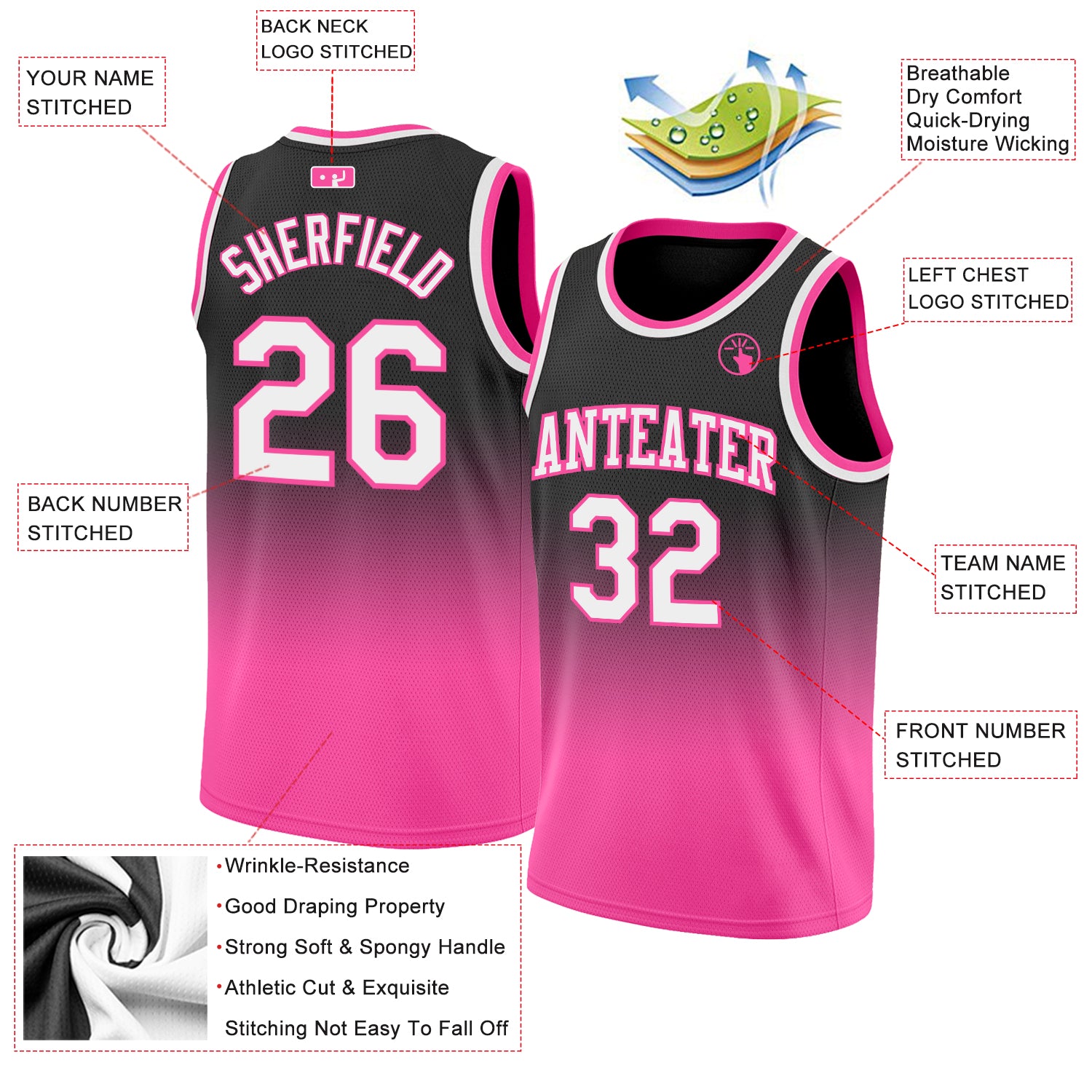 Pink Faded Sport Jersey