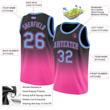 Laden Sie das Bild in den Galerie-Viewer, Custom Black Light Blue-Pink Authentic Fade Fashion Basketball Jersey
