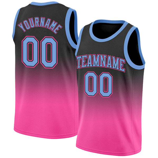 Custom Black Pink-Light Blue Authentic Fade Fashion Basketball Jersey  Discount