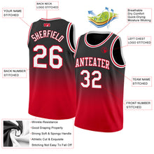 Charger l&#39;image dans la galerie, Custom Black White-Red Authentic Fade Fashion Basketball Jersey
