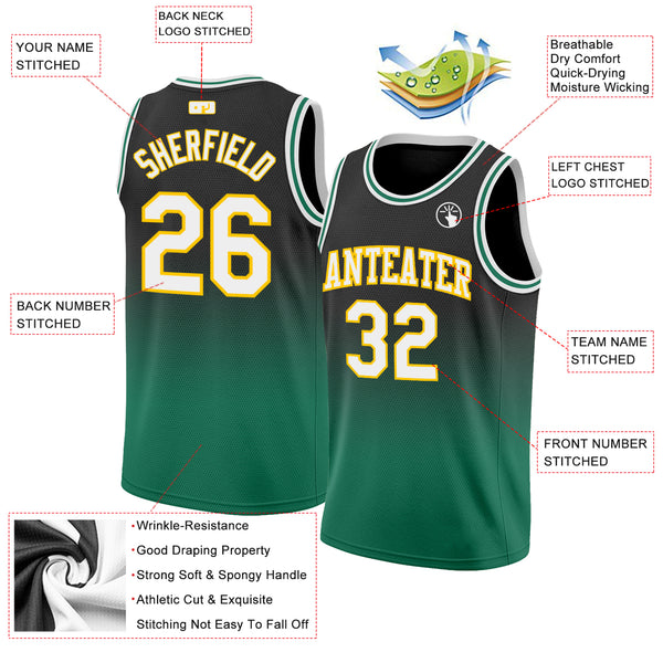 Cheap Custom Kelly Green Gold-White Authentic Fade Fashion Basketball Jersey  Free Shipping – CustomJerseysPro